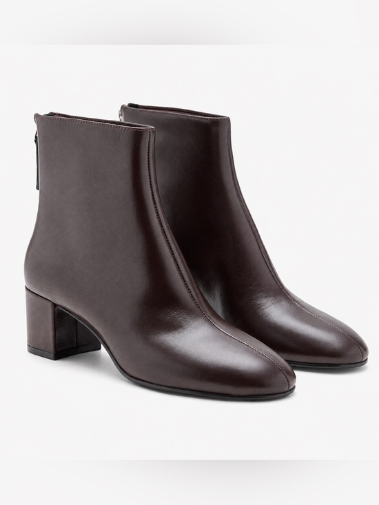 Mango Shoes - MANGO Claro Genuine Leather Ankle Boots Dark Brown Block Heel Women’s 7.5 NIB